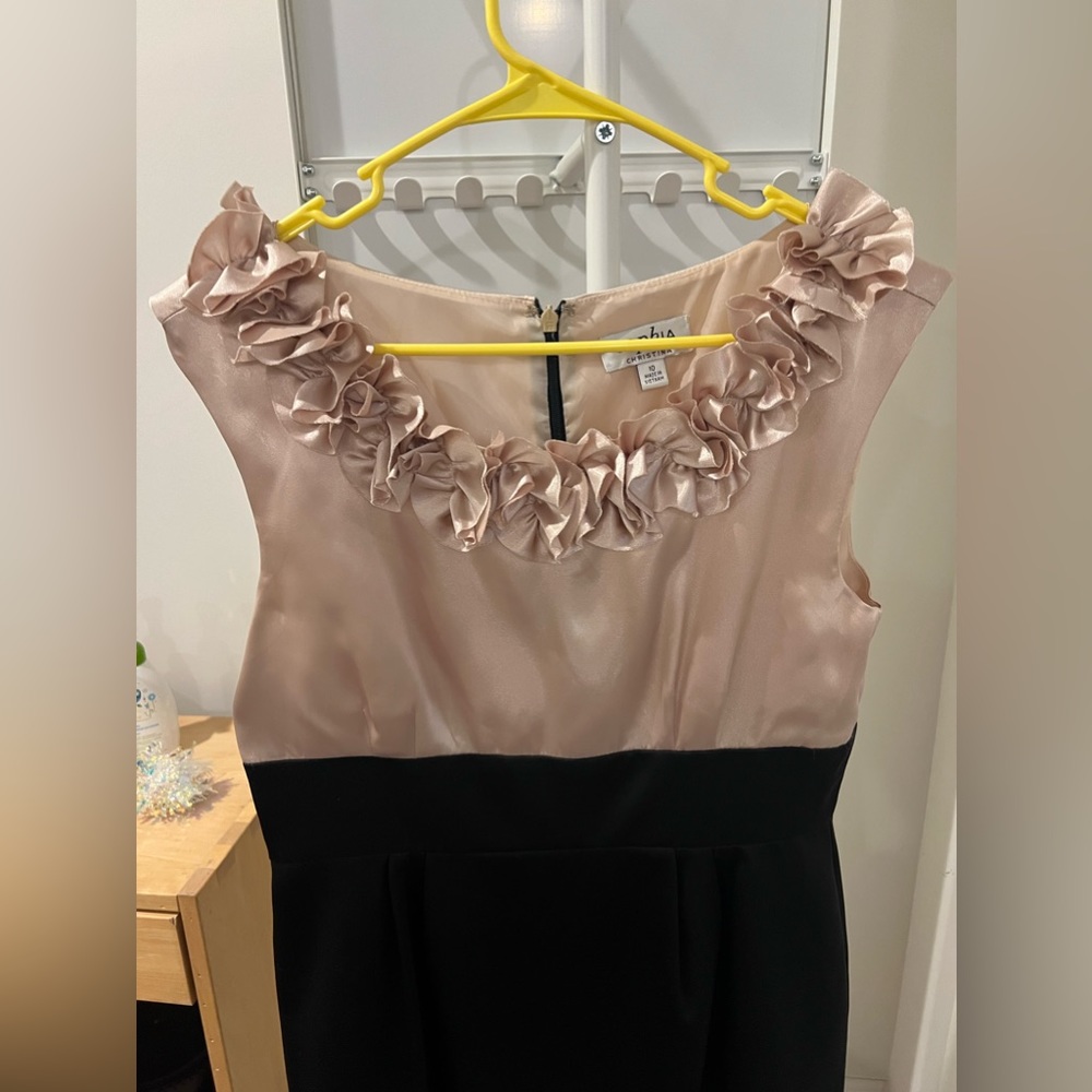 sophia christina dress champagne and black color dress, size 10, wore 2 times!